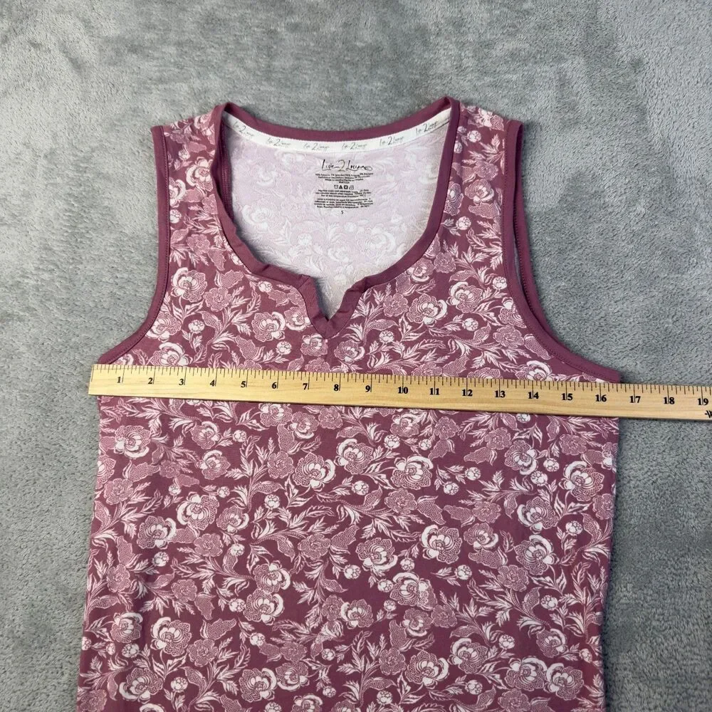 Live2Lounge Tank Top Womens Small Purple White Paisley Stretch Sleeveless Soft